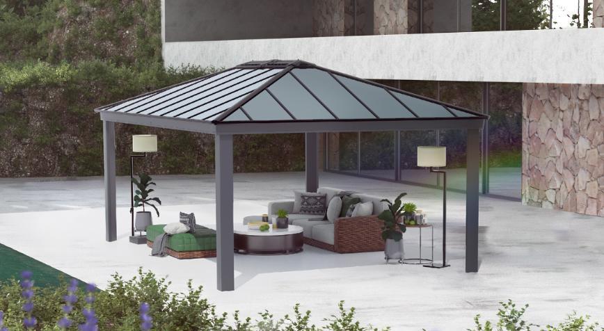 Pavillon, Dallas 4,2 x 6 m, antracitgrå